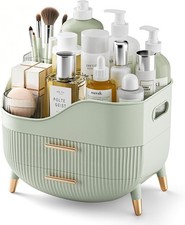 3 Compartment Makeup Organizer with Drawers - Large Vanity Skincare Storage Box
