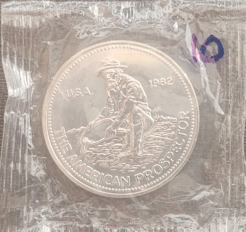 1982 USA - 1 oz .999 Fine Silver Engelhard - The American Prospector - Round 10