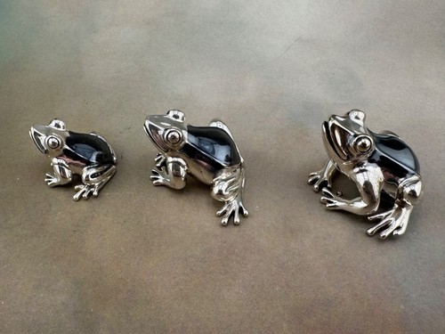 Frogs Sterling Silver Figurine Miniature 96 grams Incredible Graduated Set of 3