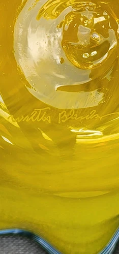 Blenko Glass vintage bowl ruffled edge handcraft