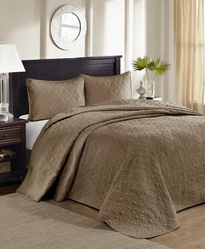 Madison Park Quebec Quilted 3-Pc. Bedspread Set, King-Mocha T4104121 | eBay