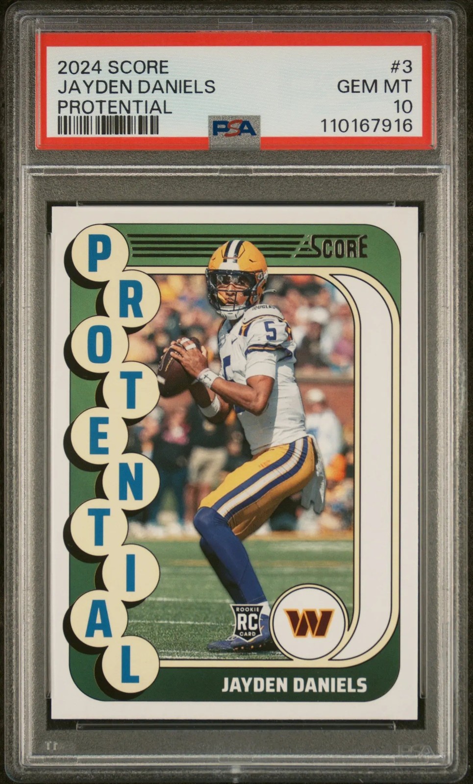 2024 Panini Score Protential Rookie Jayden Daniels RC PSA 10