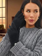 MADE IN USA Women's Knit Cashmere Gloves   Warm Wool Gloves for Cold Weather
