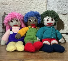 Tots TV Tilly Tom & Tiny Rare Vintage Hand Knitted Dolls 22”