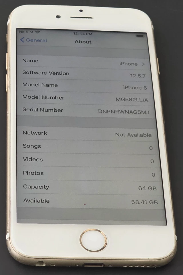 Apple iPhone 6, A1549, Blanco-Dorado, 64 GB, AT&T, 4G-LTE, IOS 12.5, Restablecer, Leer Foto 2 de 4