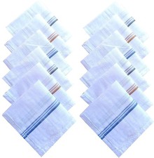 100 Cotton Pack Of 12 Piece Men's Handkerchief Set White Colour With FS