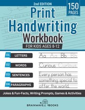 Print Handwriting Workbook For Kids Ages 8-12: Develop Clear and Confident...