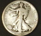 1921-D--- Tough Key Date= US Walking Liberty Silver Half 50c  VG