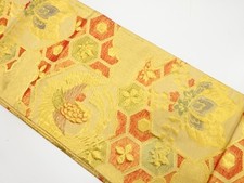 7462603: JAPANESE KIMONO / ANTIQUE FUKURO OBI / SAGA NISHIKI / WOVEN PHHOENIX & 
