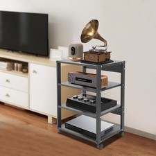 4-Tier Audio-video Media Steel Stand With Lockable Universal Wheels Flexible
