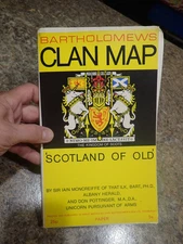 Scotland of Old - Bartholomews Foldout Clan Map  Sir Iain Mocreiffe of That Ilk