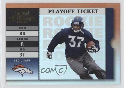 2003 Playoff Contenders Playoff Ticket 3/30 Cecil Sapp #113 Rookie Auto RC 0o9