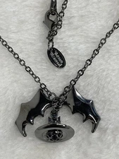 Vivienne Westwood Bat Necklace With Wings 3D Orb Pendant