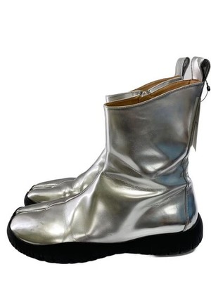Maison Margiela Leder Tabi Absatz Stiefel Schuhe Größe 40 Silber GEBRAUCHT Japan