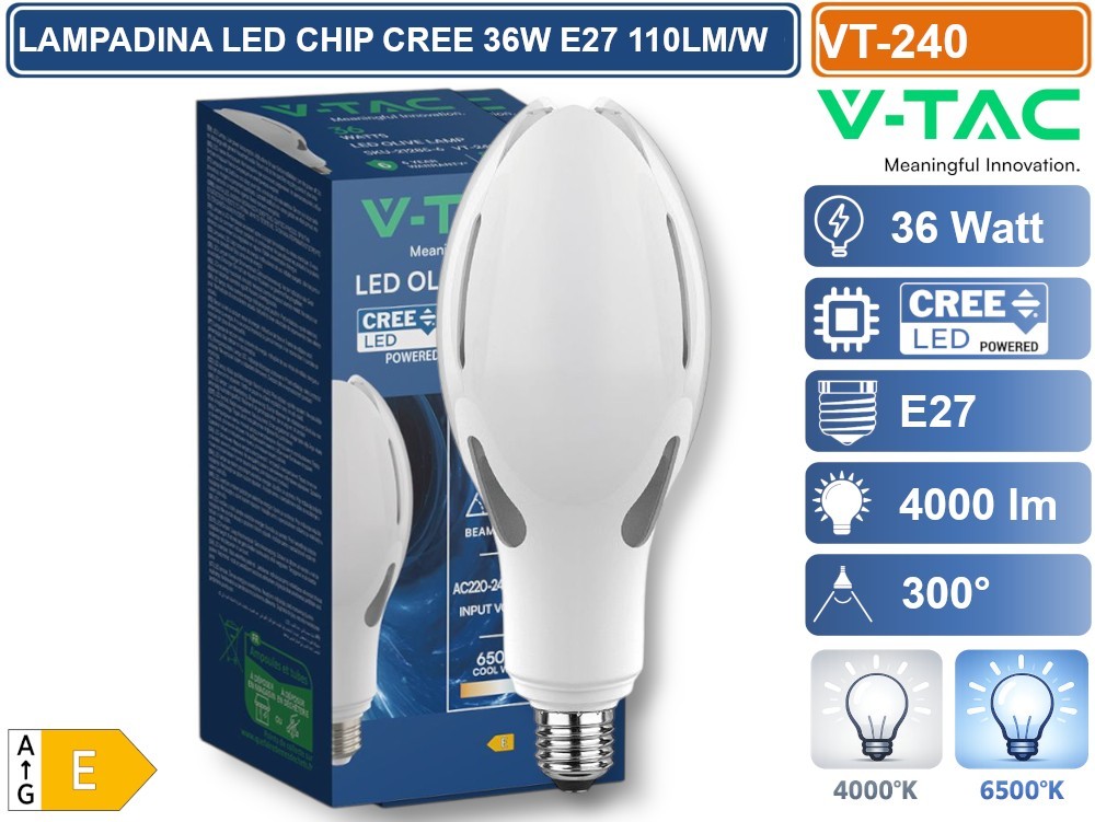 Lampada LED E27 36W V-TAC VT-240 | Offerta Illuminazione Professionale