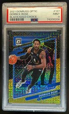 2021-22 Panini Donruss Optic Derrick Rose Choice Black Gold Prizm #/8 PSA 9