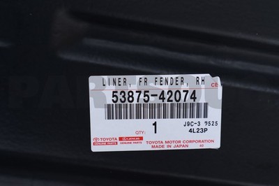 5387542074 Genuine Toyota LINER, FRONT FENDER, RH 53875-42074 | eBay