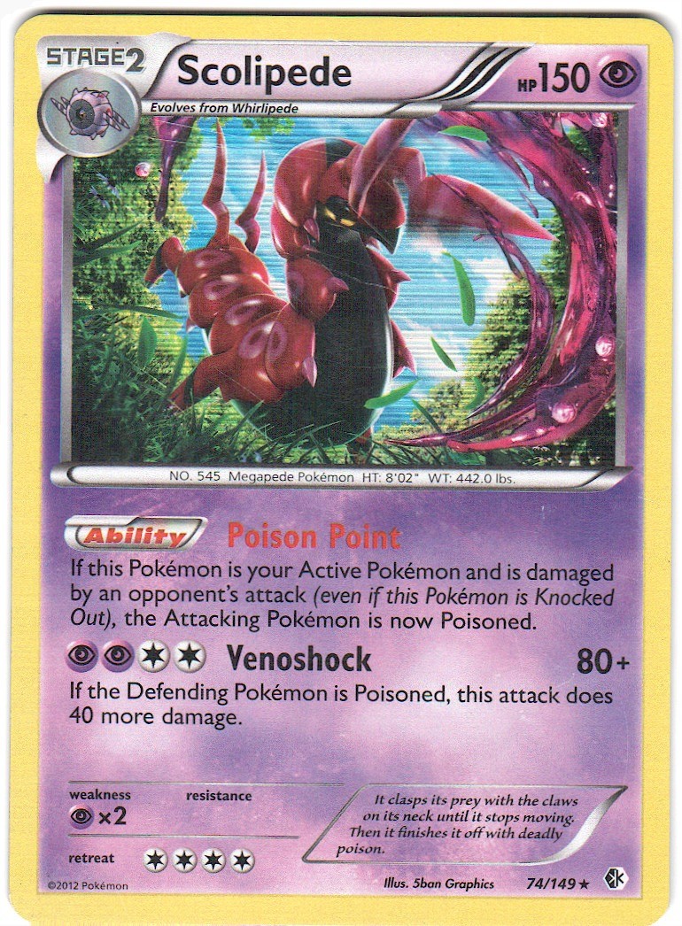Scolipede 74/149 Holo R Boundaries Crossed Pokemon Holo LP