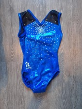 Milano blue and black diamante girls gymnastics leotard.Size 30 146cmto 152cm
