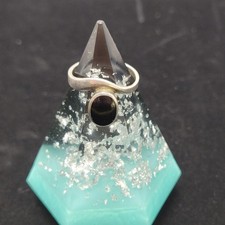 Ring Silver Black Onyx Stone Oval Shape Sterling 925 Size 7.25 Ring Band