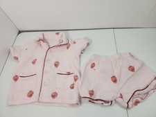 Girls Pajama Set Strawberry Pink Cotton 2 Piece Shorts Set Cute Summer