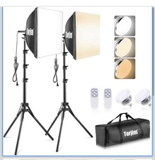 Torjim 16”x16” Softbox Lighting Kit 85W LED 3000-7500K Studio Lights Set New