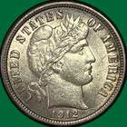1912 Barber Dime Uncirculated UNC Coin #34602