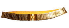 Vintage Women's Metal Stretch Elastic Belt Gold Tone Retro Glam Mesh Design