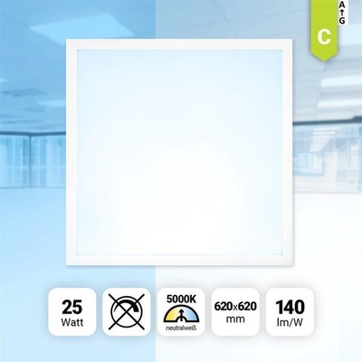 LED Panel 62x62cm Neutralweiß 5000K 25W 3500lm Rasterleuchte BLe2.0