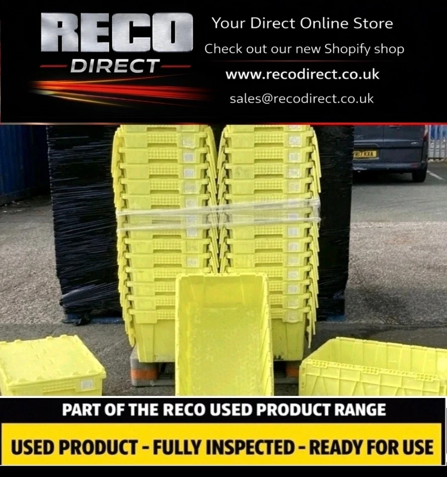 5 x EXTRA LARGE USED YELLOW TOTE BOX / ALC CRATE 700x430x300mm STORAGE 80L - Image 2 of 4