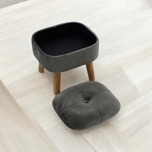 Modern Square Grey Ottoman Footstool With Velvet Padded Lift Up Storage for Home - Picture 23 of 24