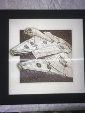 Rare MILLENNIUM FALCON Star Wars 3D Effect LENTICULAR Framed PRINT 19 " Square