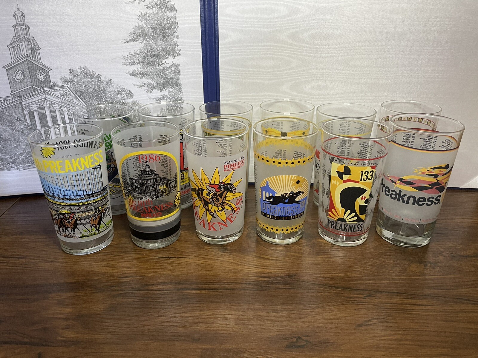(12) Preakness Stakes Glasses Various Years (See Description)