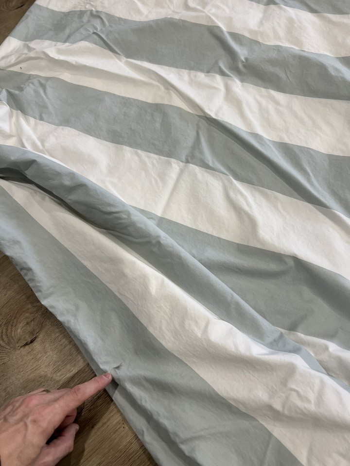 pottery barn duvet cover full/queen Striped White Seafoam Green Made In