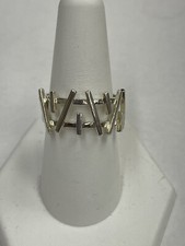 Sterling Silver Geometric Design Band Size 8.75