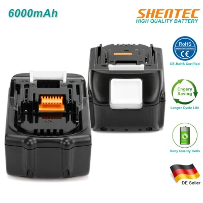 SHENTEC 2X 6AH 18V Li-Ionen-Akku für Makita BL1850 BL1830 BL1840 BL1860 194204-5 LXT400