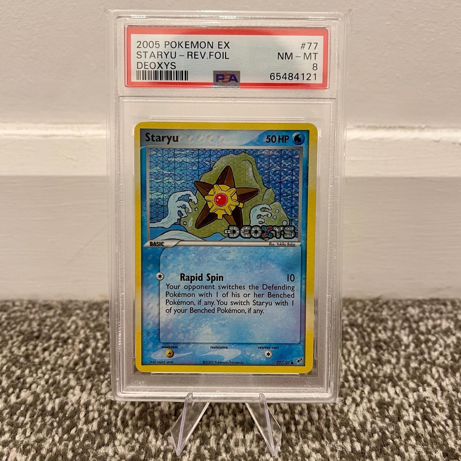 Pokemon Card - Staryu - EX Deoxys 77/107 Reverse Holo Stamped PSA 8