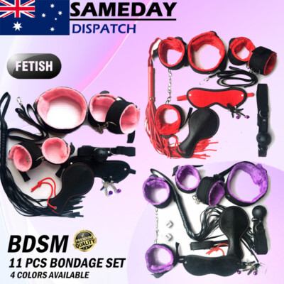 11 pcs Bondage Beginners/Starter Kit/Pack Cuffs Restraint Fetish BDSM Sex  Toy