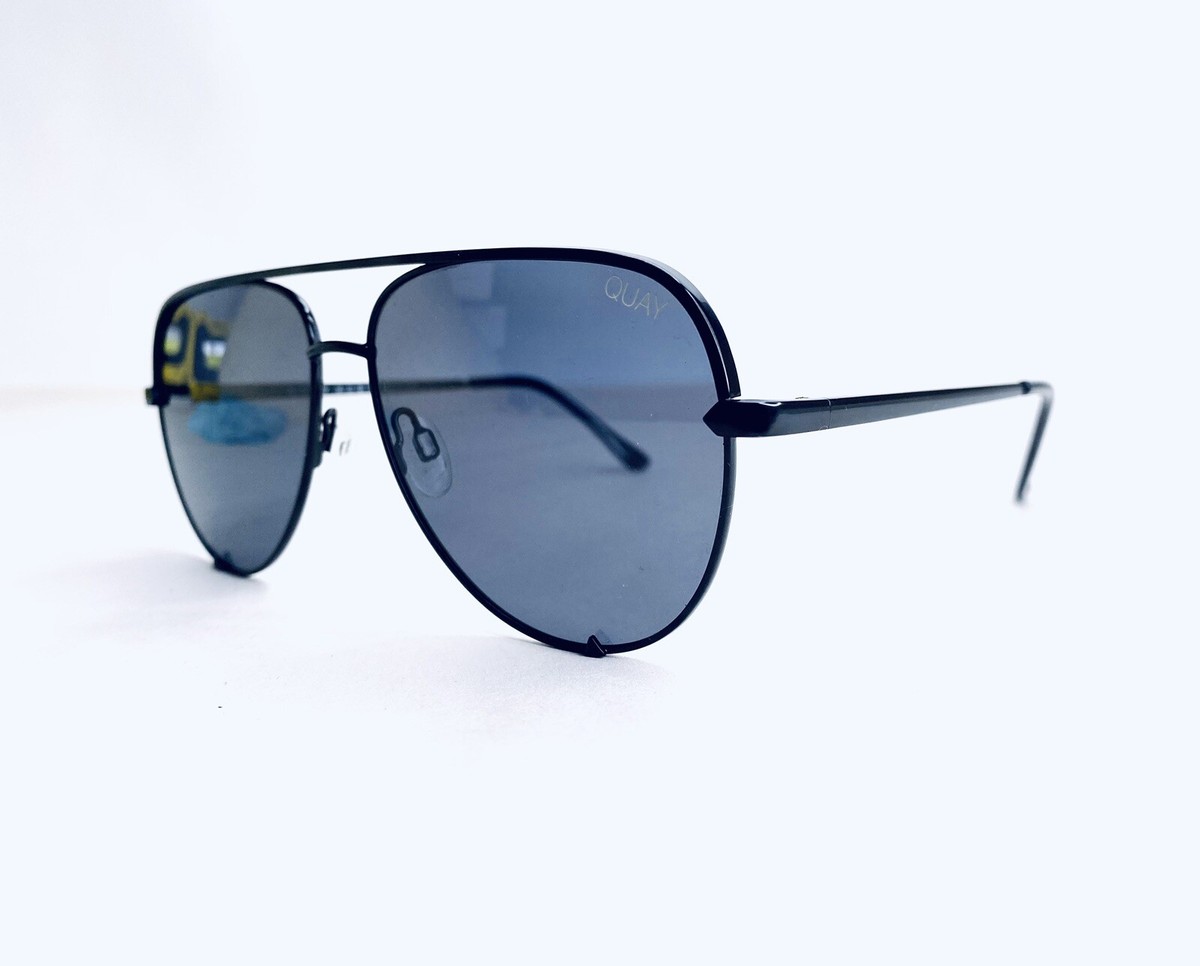 Quay Australia Black Aviator Sunglasses with Dark Lenses Amazon.com: QUAY High Key Large Polarized Aviator Sunglasses  main image 3