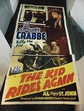 Buster Crabbe The Kid Rides Again Original 3-Sheet Movie Poster #N1333
