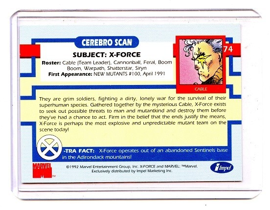 Jim Lee Signed X-Men Series 1 X-Force #74 Card Marvel Comics 1992