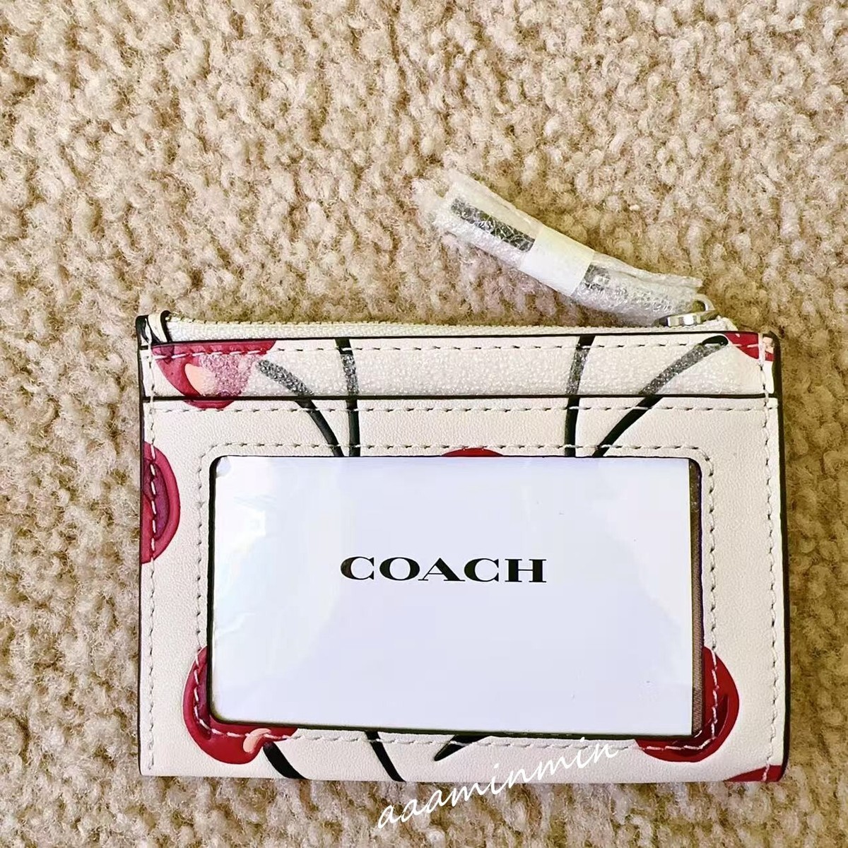 COACH CZ463 Mini Skinny ID Case Cherry On Top🍒 Print Smooth