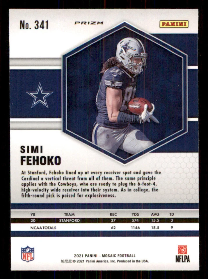 2021 Panini Mosaic Mosaic Green #341 Simi Fehoko - Image 2 of 2
