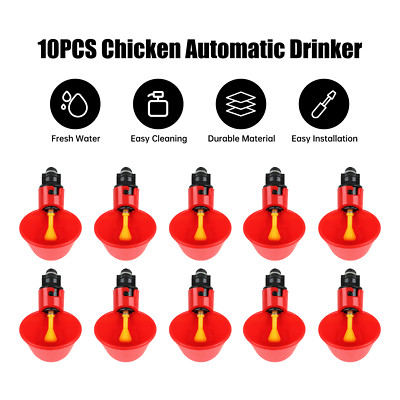 10PC Poultry Water Drinking Cups Automatic Drinker Chicken Hen Duck Quail Feeder