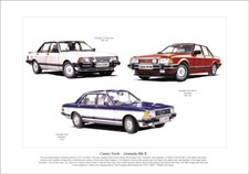 FORD GRANADA MK2 - Fine Art Print  A3 size - 2.8i Ghia X Executive Ghia Sapphire