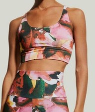  52 Onzie Women's Pink Floral Sacred Strappy Sports Bra Size S/M