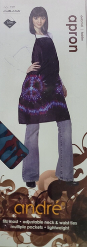 Andre #729 PEACE APRON BLACK/MULTI COLOR023 Adjustable neck strap and waist ties