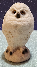 Vtg 1992 White Perching Resin Owl decor 5" Made in USA Stone Critters