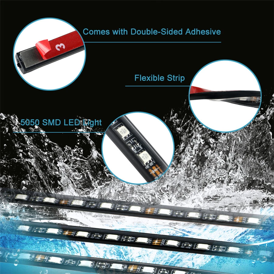 Colorful LED Car Underbody Neon Light Kit Blueteeth APP 2x90cm+2x60cm Glow Strip - Image 4 of 4