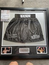 Nigel Benn Signed Boxing Shorts Framed – Authentic Autograph –Boxing Memorabilia